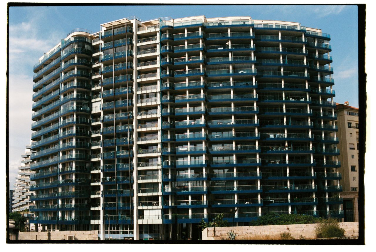 Stunning view of contemporary apartment buildings in Gibraltar's Ocean Village.
